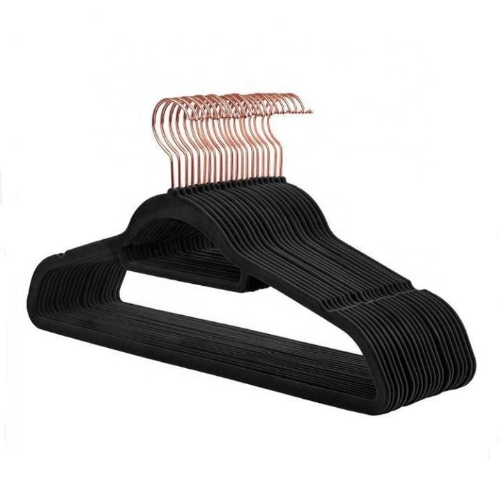 black and gold velvet hangers Anti-slip velvet hanger(001)